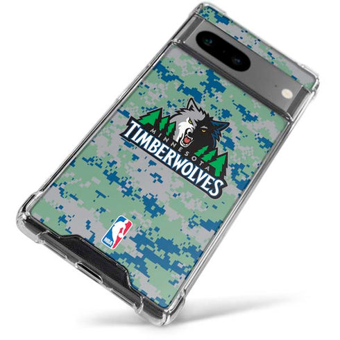 NBA Minnesota Timberwolves Digi Camo Google Pixel 7a Clear Case